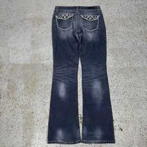 Daytrip Virgo Boot Cut Jeans Womens 32x34 Blue Western Flare Whisker Flip Pocket